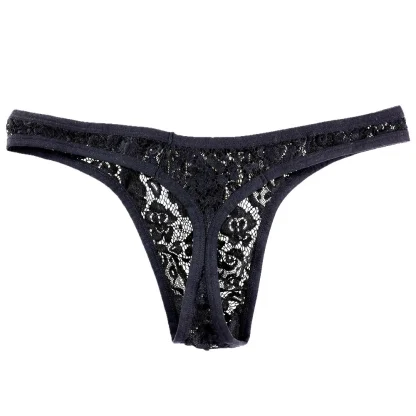 Floral See-through Lace Thong - Image 2