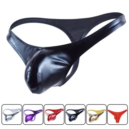 Sleek Metallic Solic Color Thong - Image 2