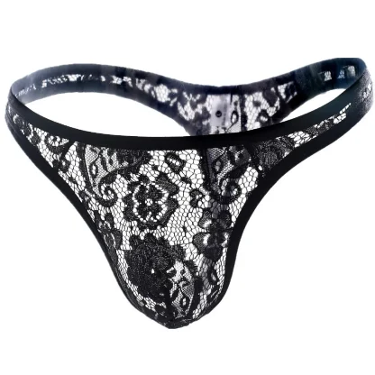 Floral See-through Lace Thong - Image 3